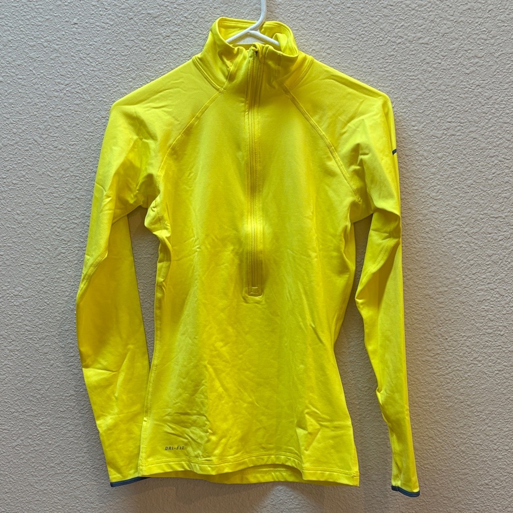 NIKE Pro (Dri-Fit)  Women's Bright Yellow Half Zip. Great for casual or sporty.